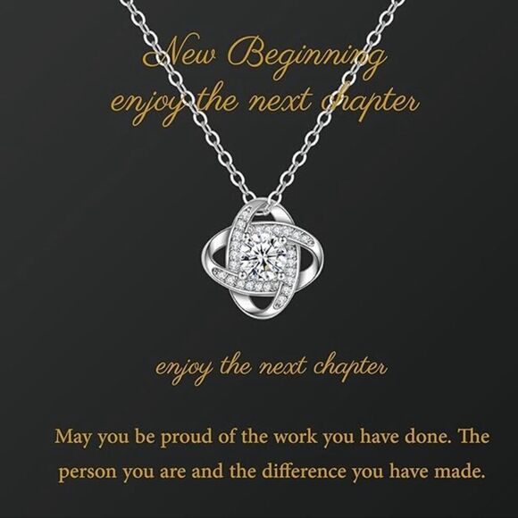 14K White Gold Plated Cubic Zirconia Retirement, Christmas Love Knot Gift - Picture 4 of 5